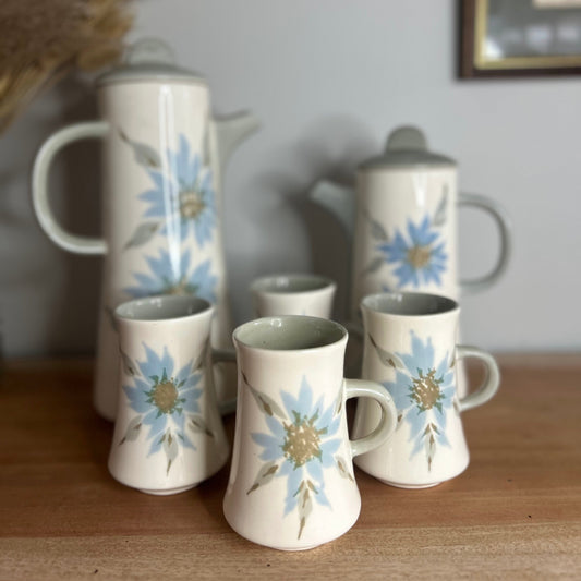 Boultons Vintage Tea Set in Sage Green and Blue Floral Design