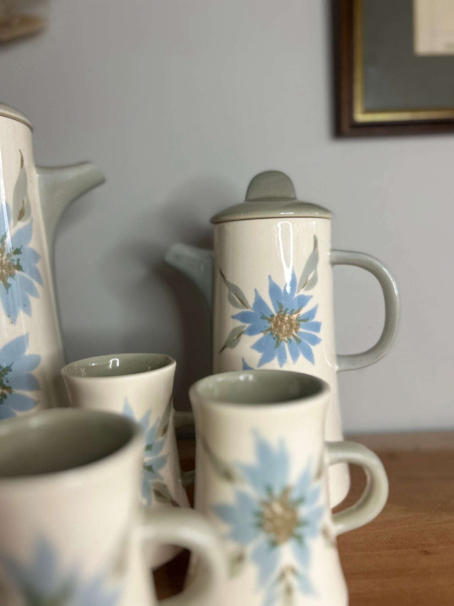 Boultons Vintage Tea Set in Sage Green and Blue Floral Design