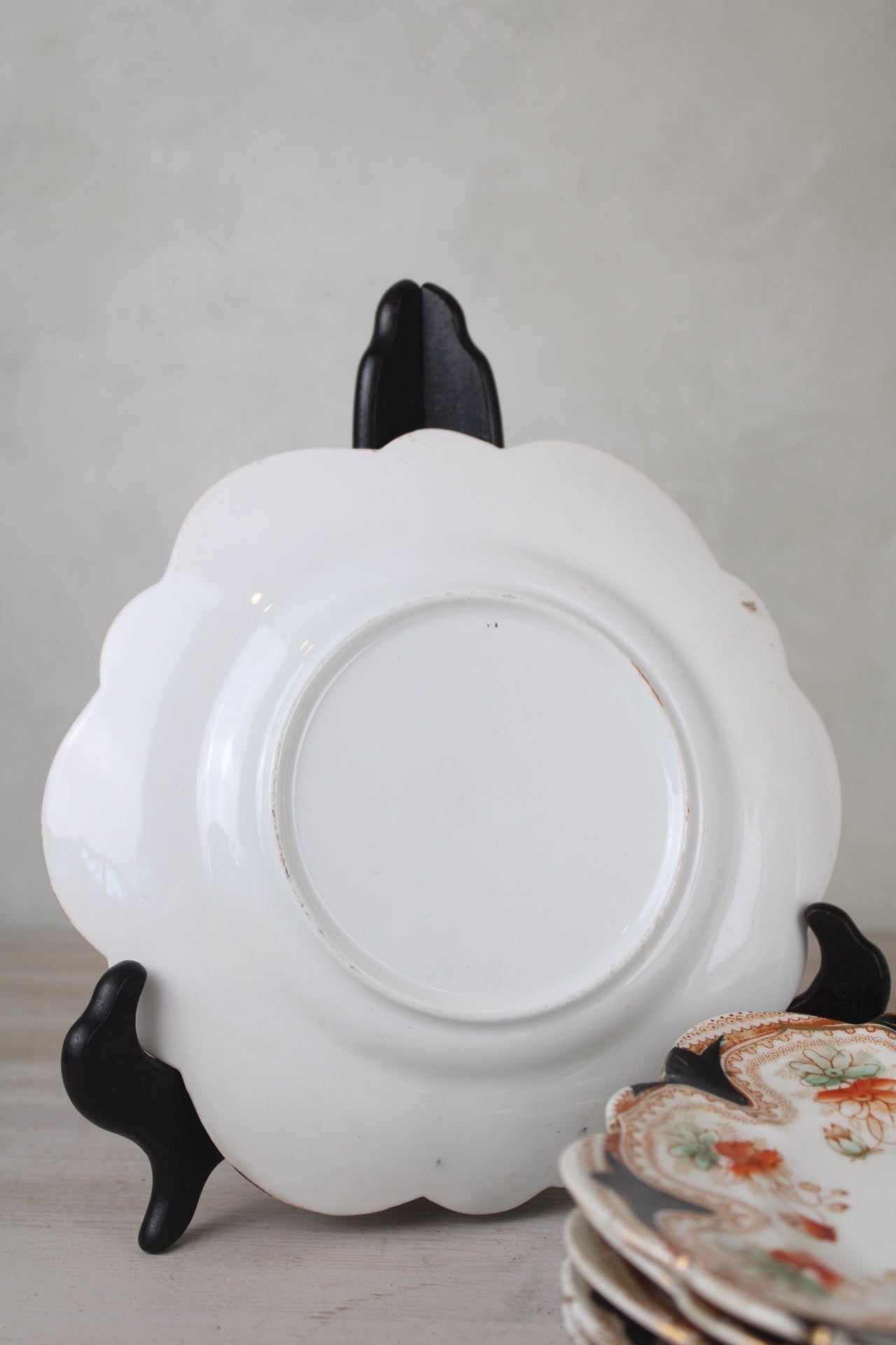 Set of 6 Orange and Black Vintage Side Plates