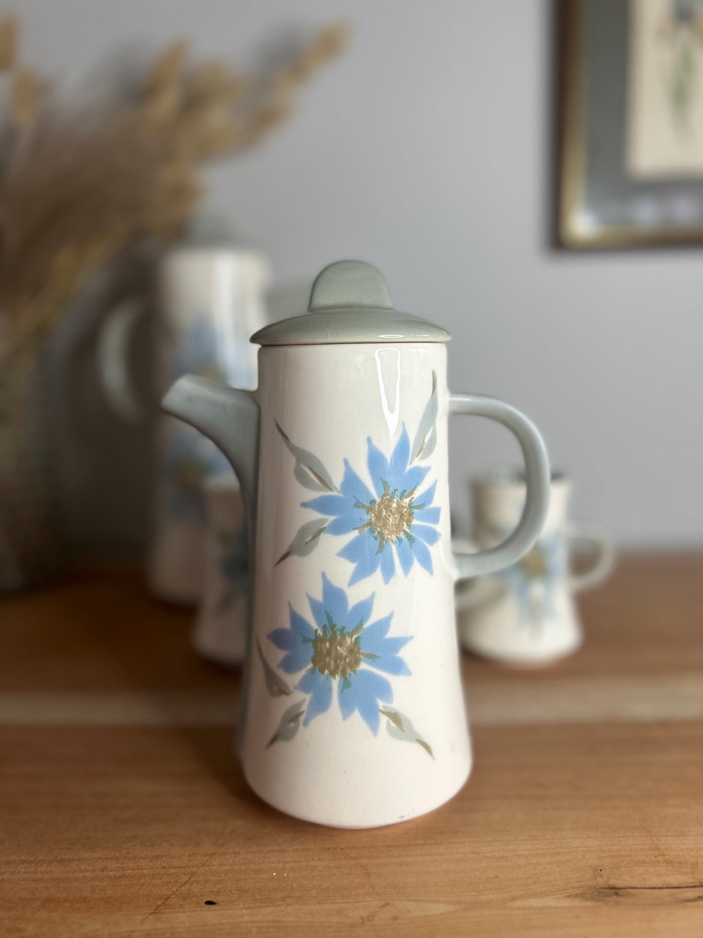 Boultons Vintage Tea Set in Sage Green and Blue Floral Design