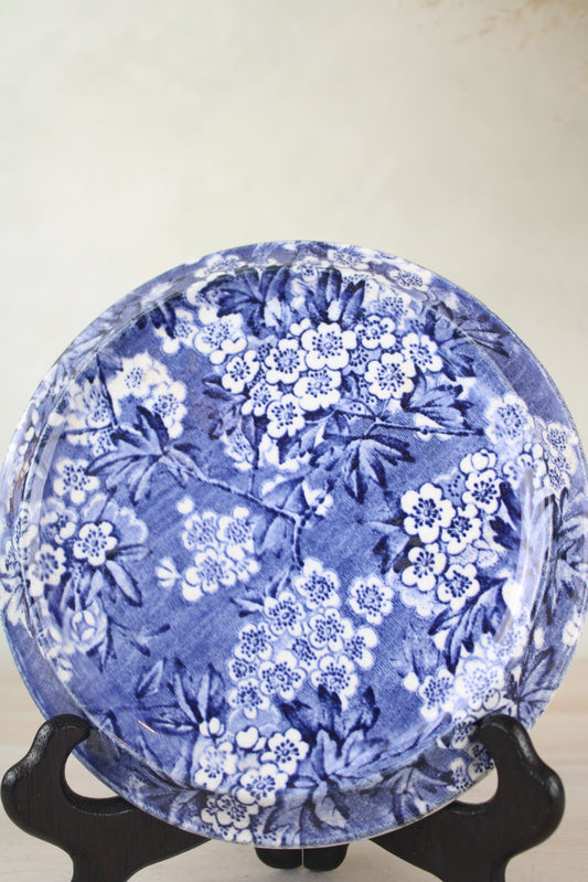 Blue and White Floral Pot Stand Plate