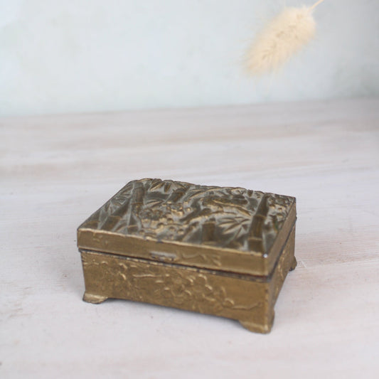 Metal Bamboo and Bird Jewellery Box