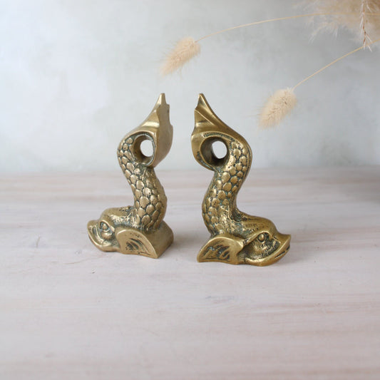 Pair of Koi Carp Brass Bookends