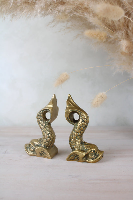 Pair of Koi Carp Brass Bookends