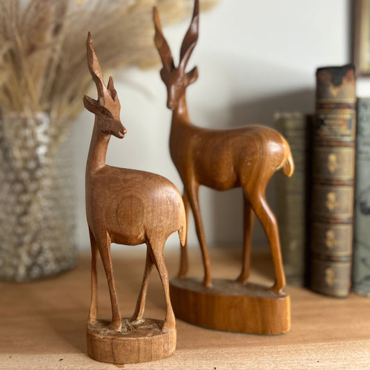 Pair of Teak Stags Gazelles