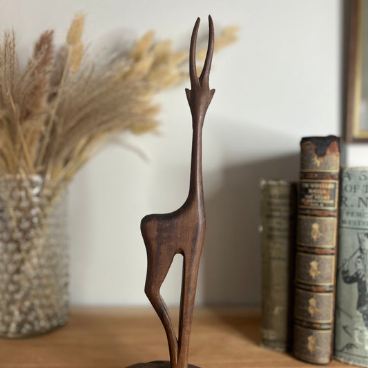 African Teak Wooden Stag Gazelle