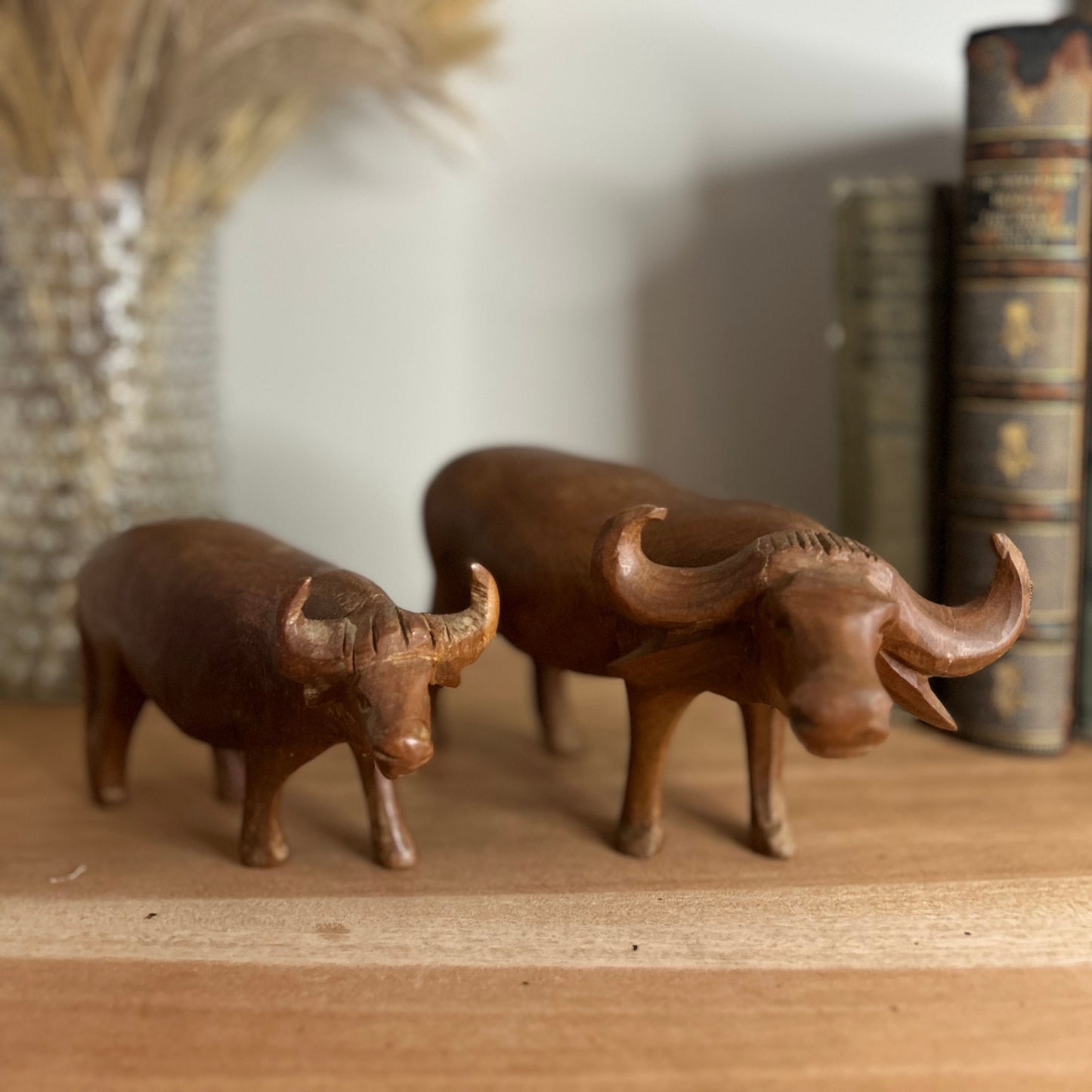 Pair of Teak Wooden Water Buffalo