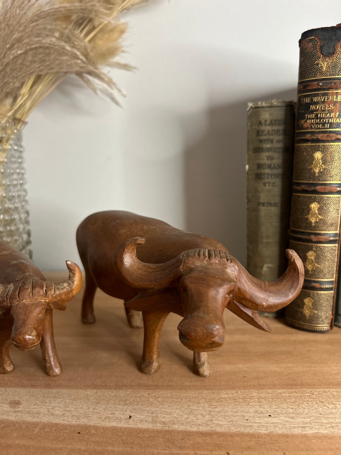 Pair of Teak Wooden Water Buffalo