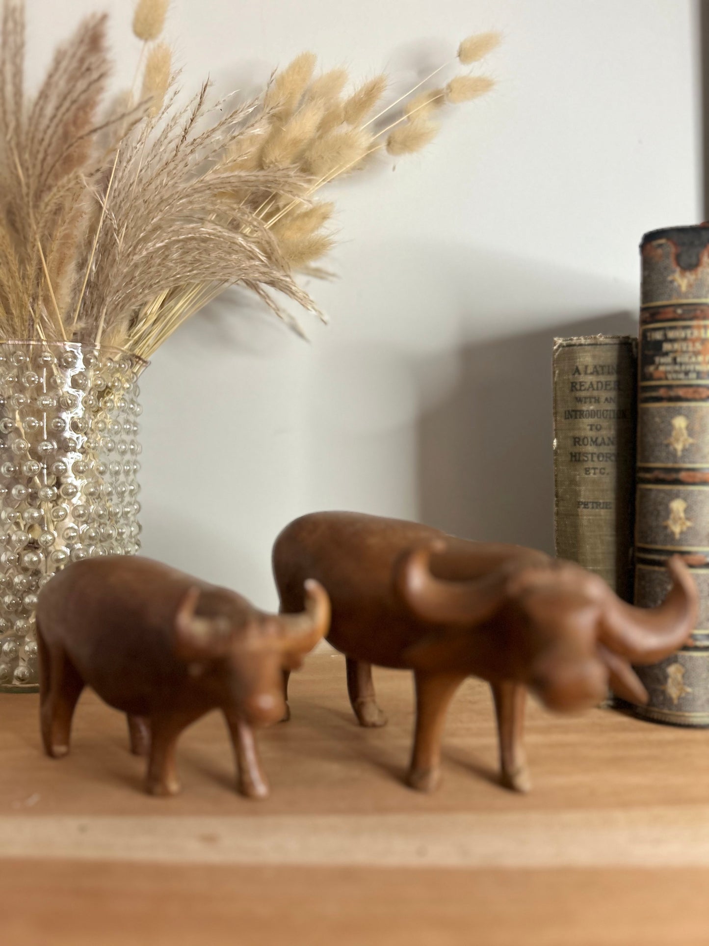 Pair of Teak Wooden Water Buffalo