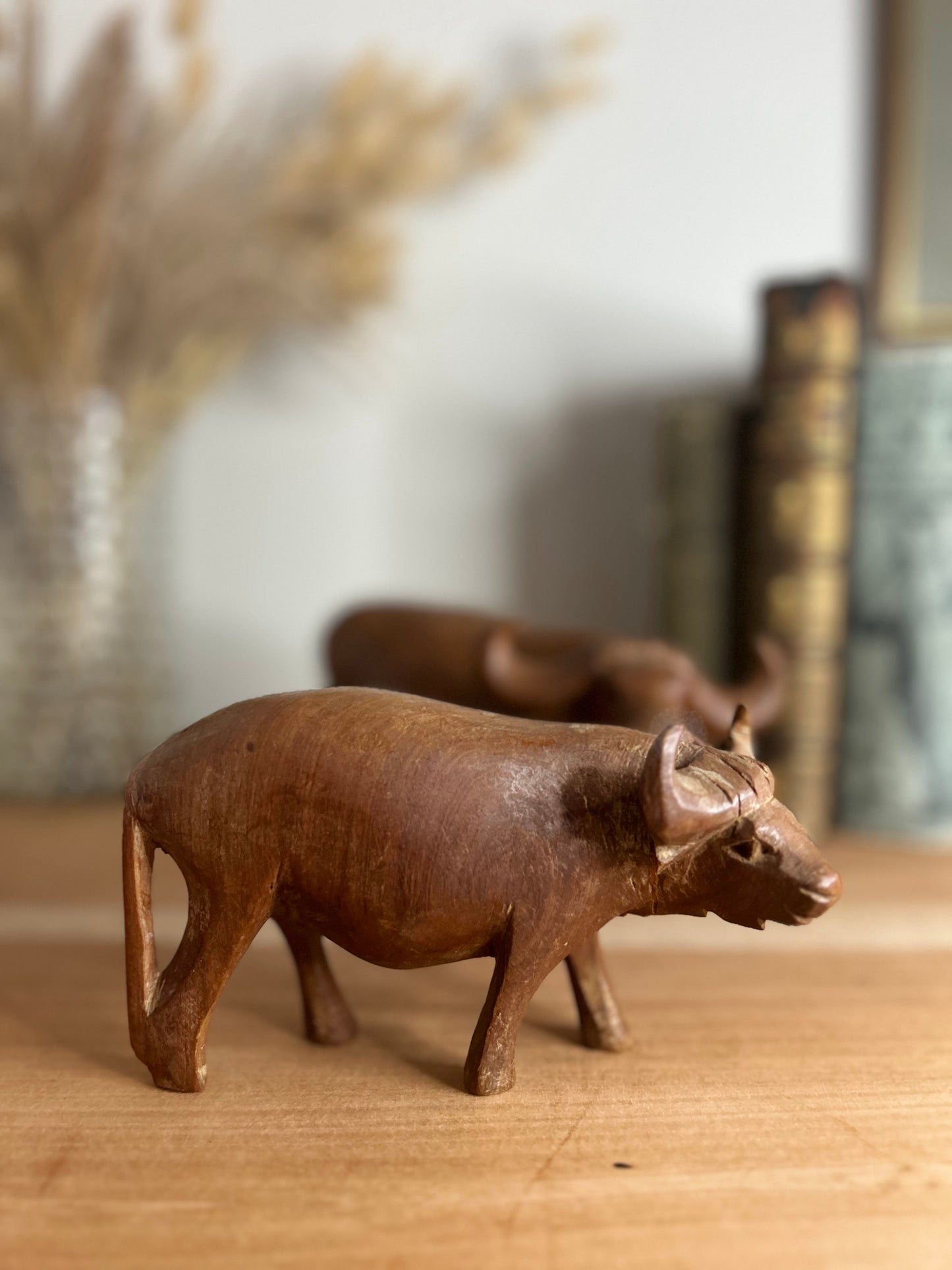 Pair of Teak Wooden Water Buffalo