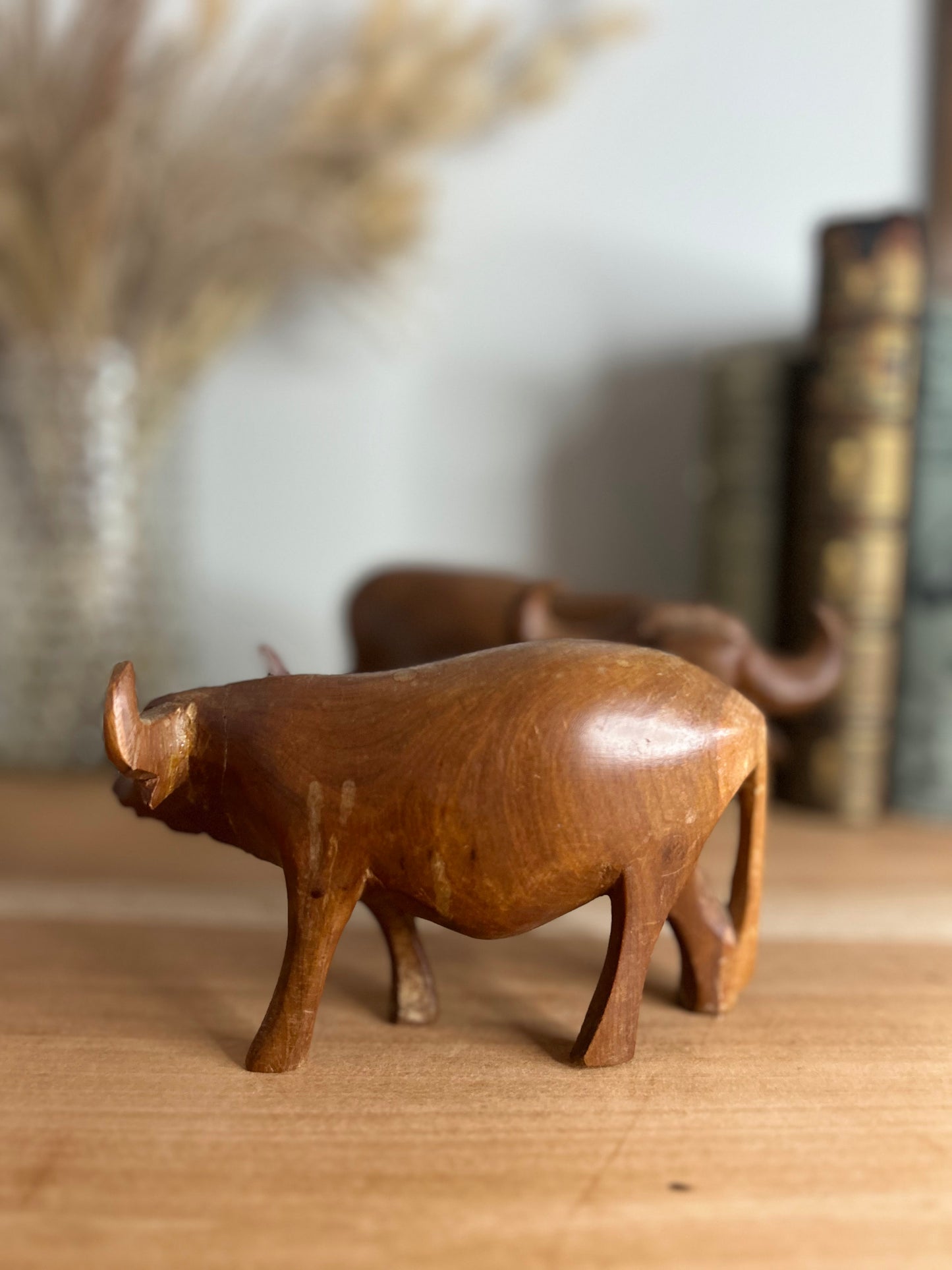 Pair of Teak Wooden Water Buffalo