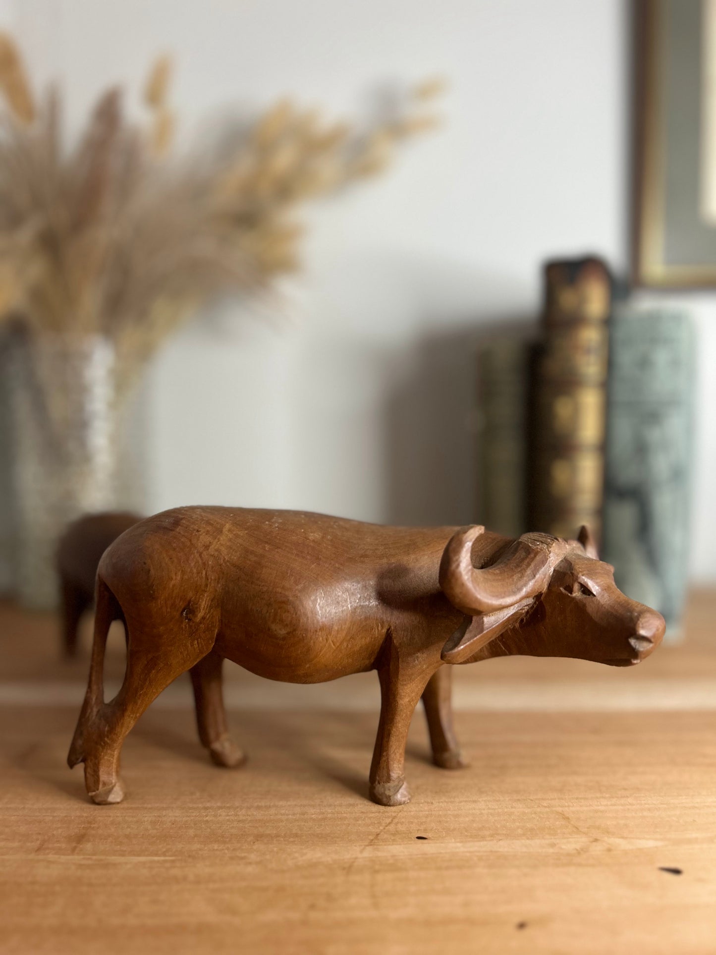 Pair of Teak Wooden Water Buffalo