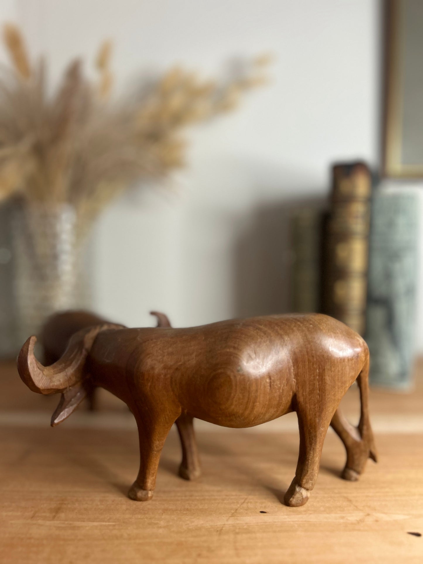 Pair of Teak Wooden Water Buffalo