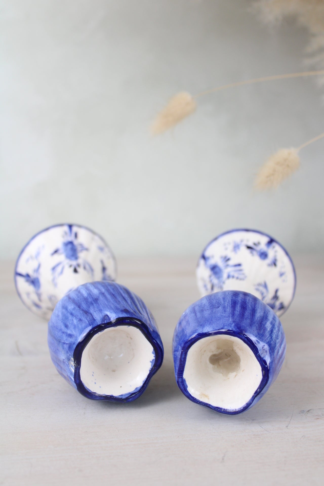 Pair of Delft Blue and White Candlesticks