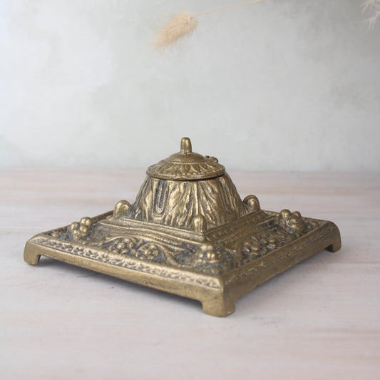 Heavy Brass Vintage Inkwell