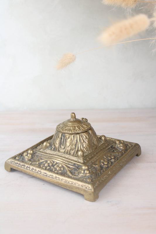 Heavy Brass Vintage Inkwell