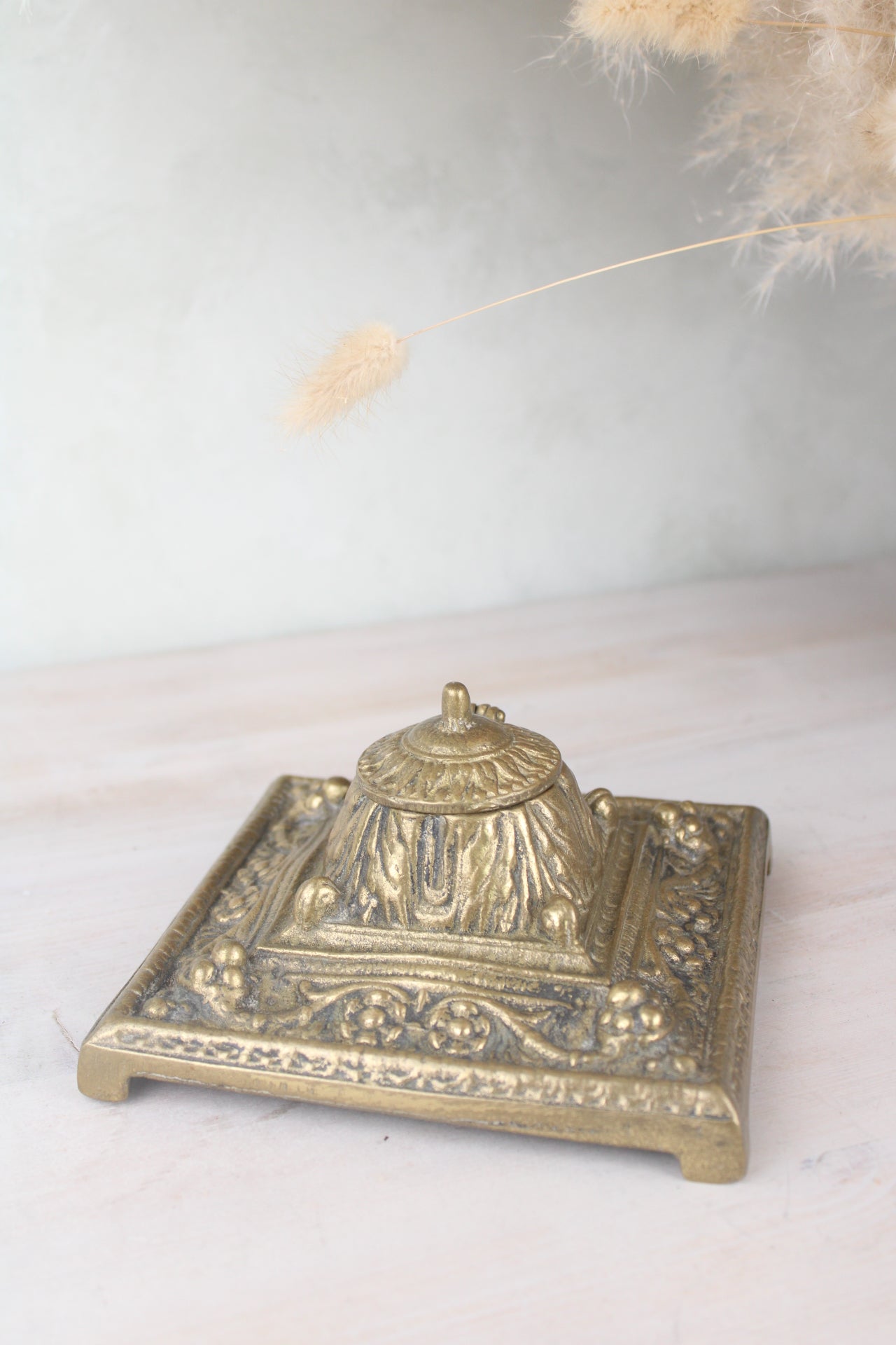 Heavy Brass Vintage Inkwell