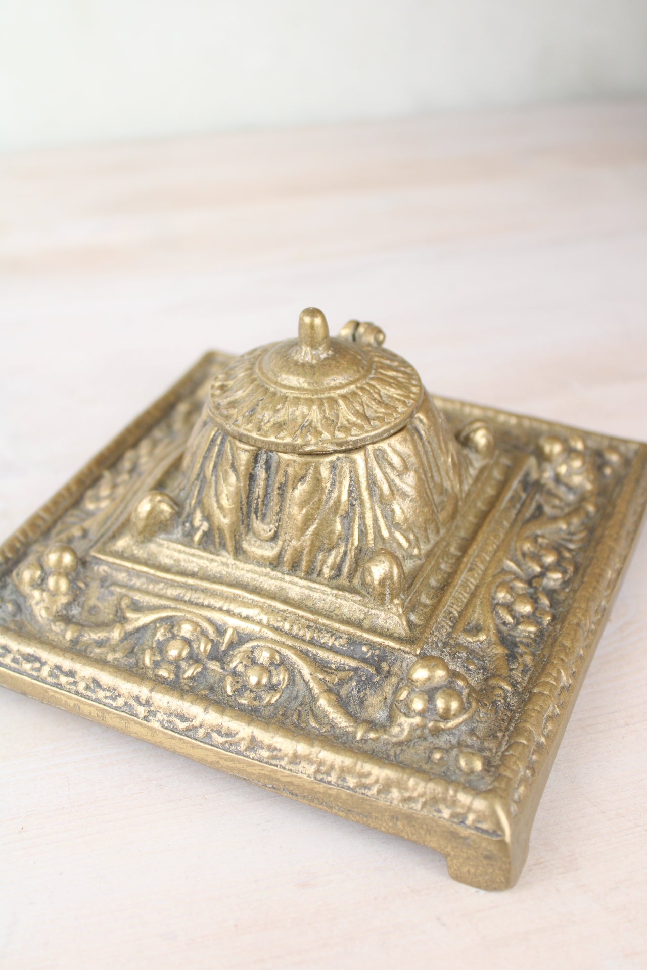 Heavy Brass Vintage Inkwell