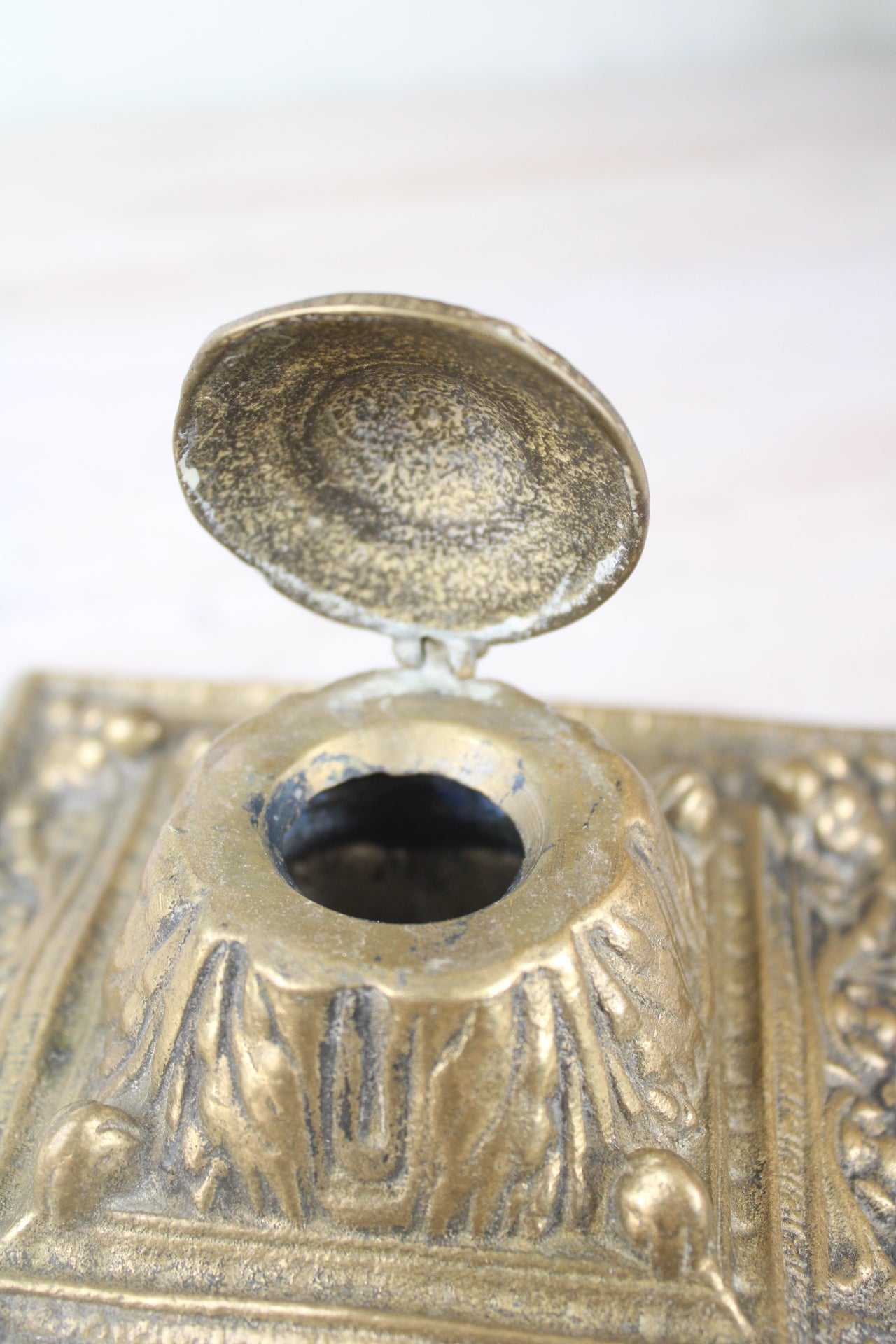 Heavy Brass Vintage Inkwell