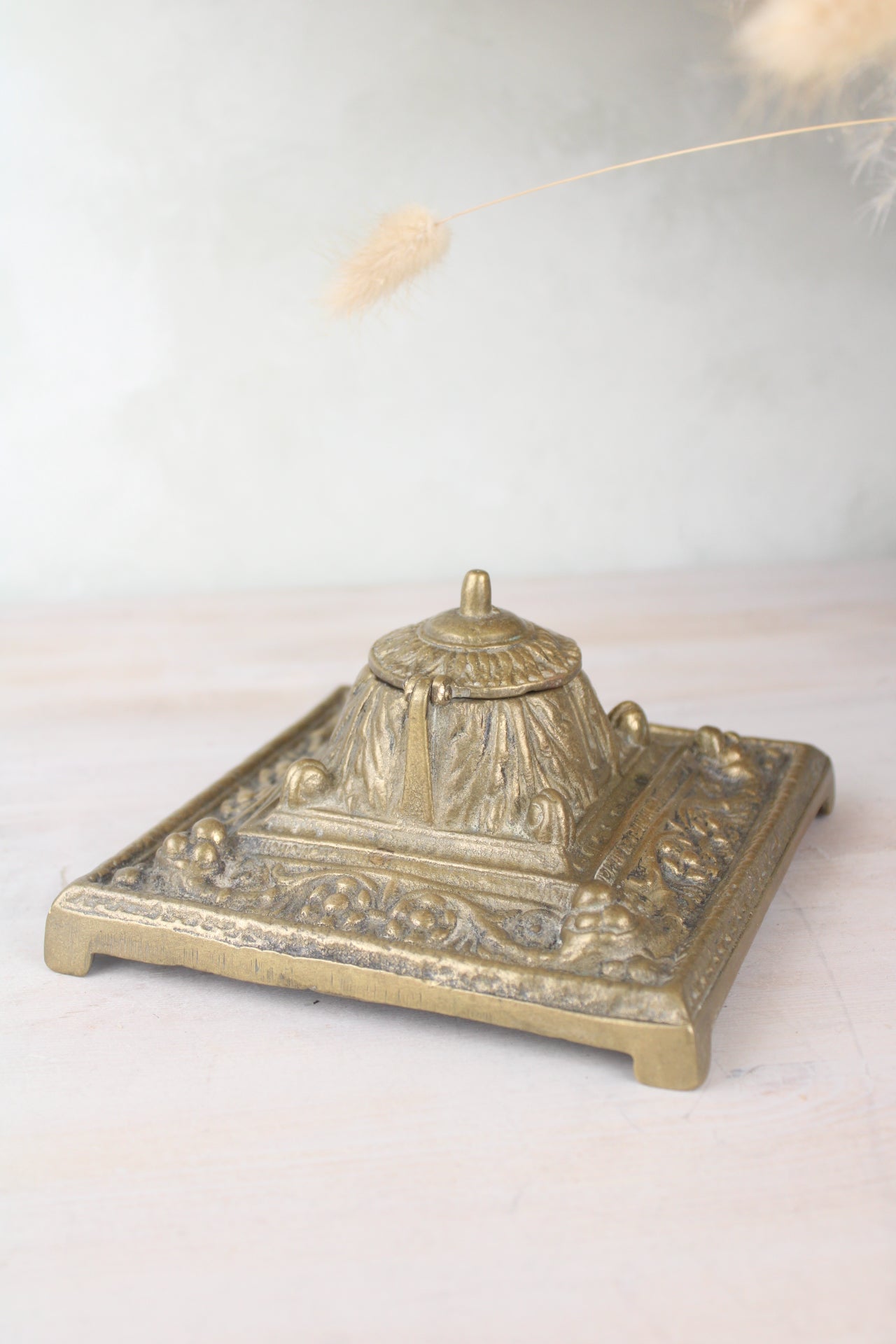 Heavy Brass Vintage Inkwell