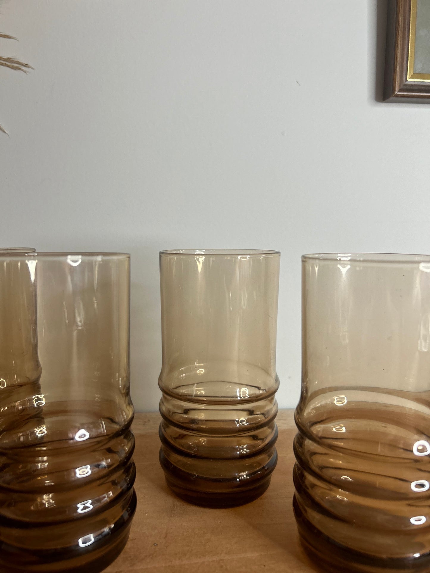 Set of 4 Brown Retro Bubbled Glasses