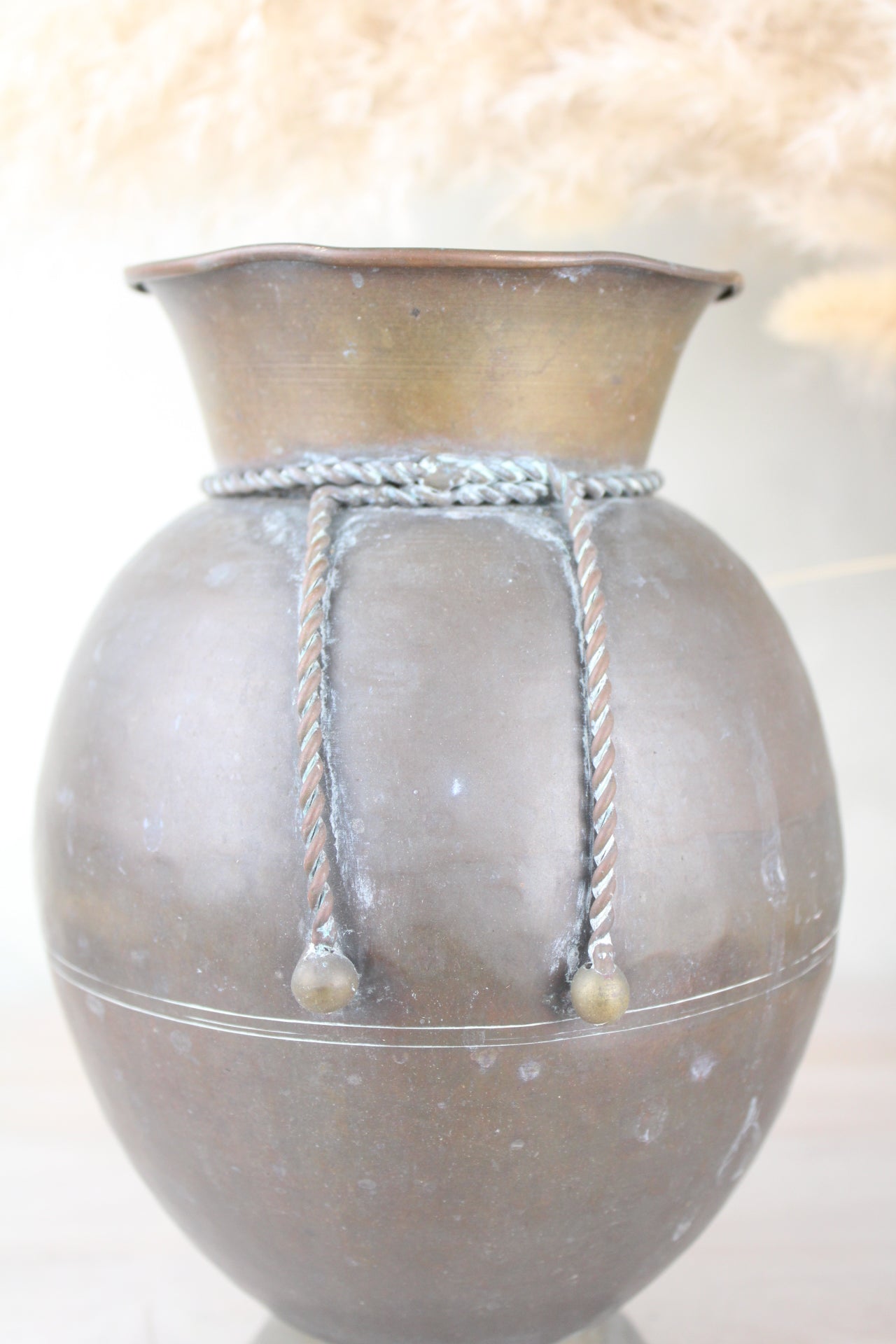 Large Brass Rope Detail Vase