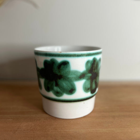 Rye Pottery Retro Planter in Green and White