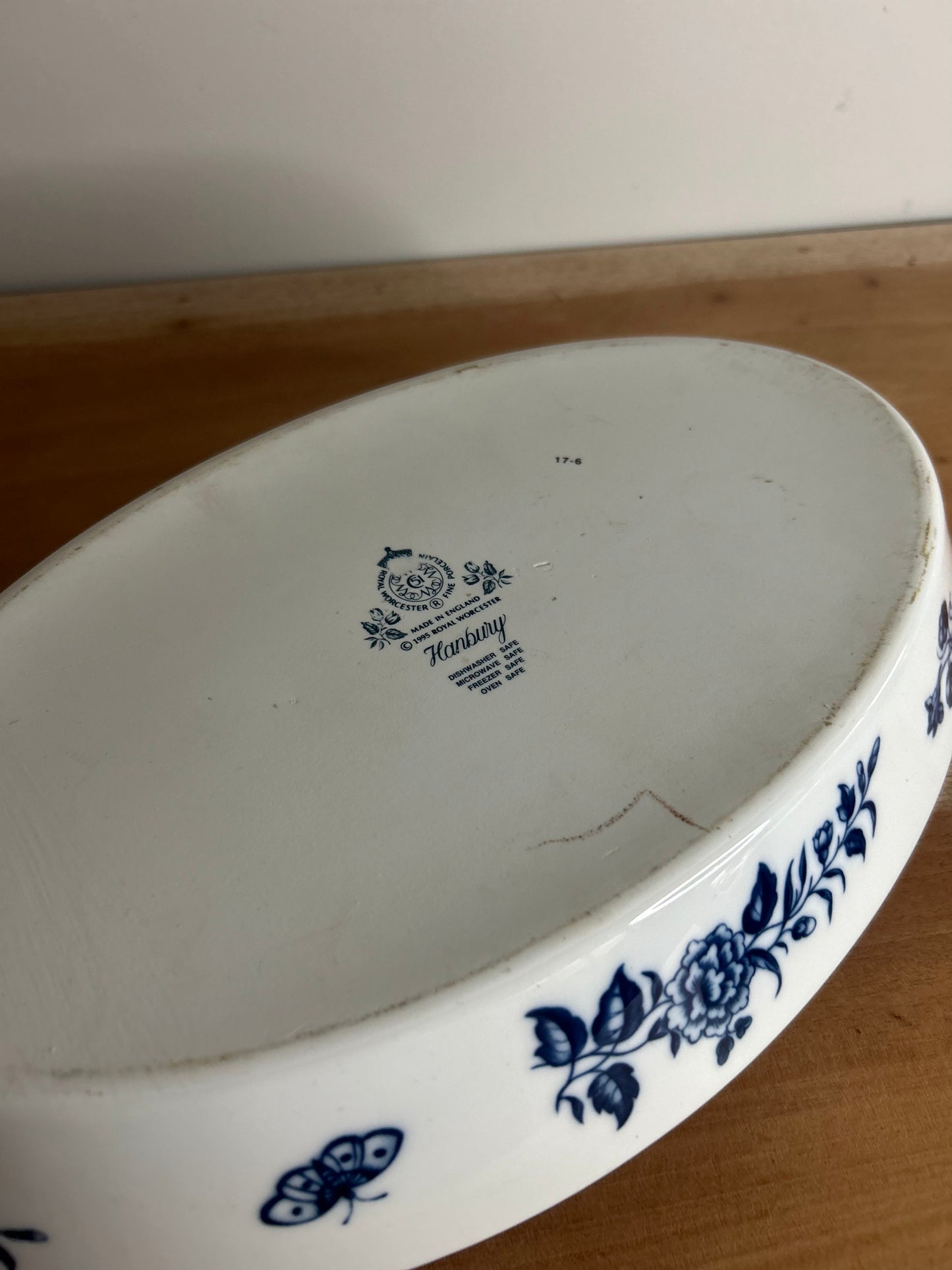 Royal Worcester Hanbury Casserole Dish in Blue and White floral Design