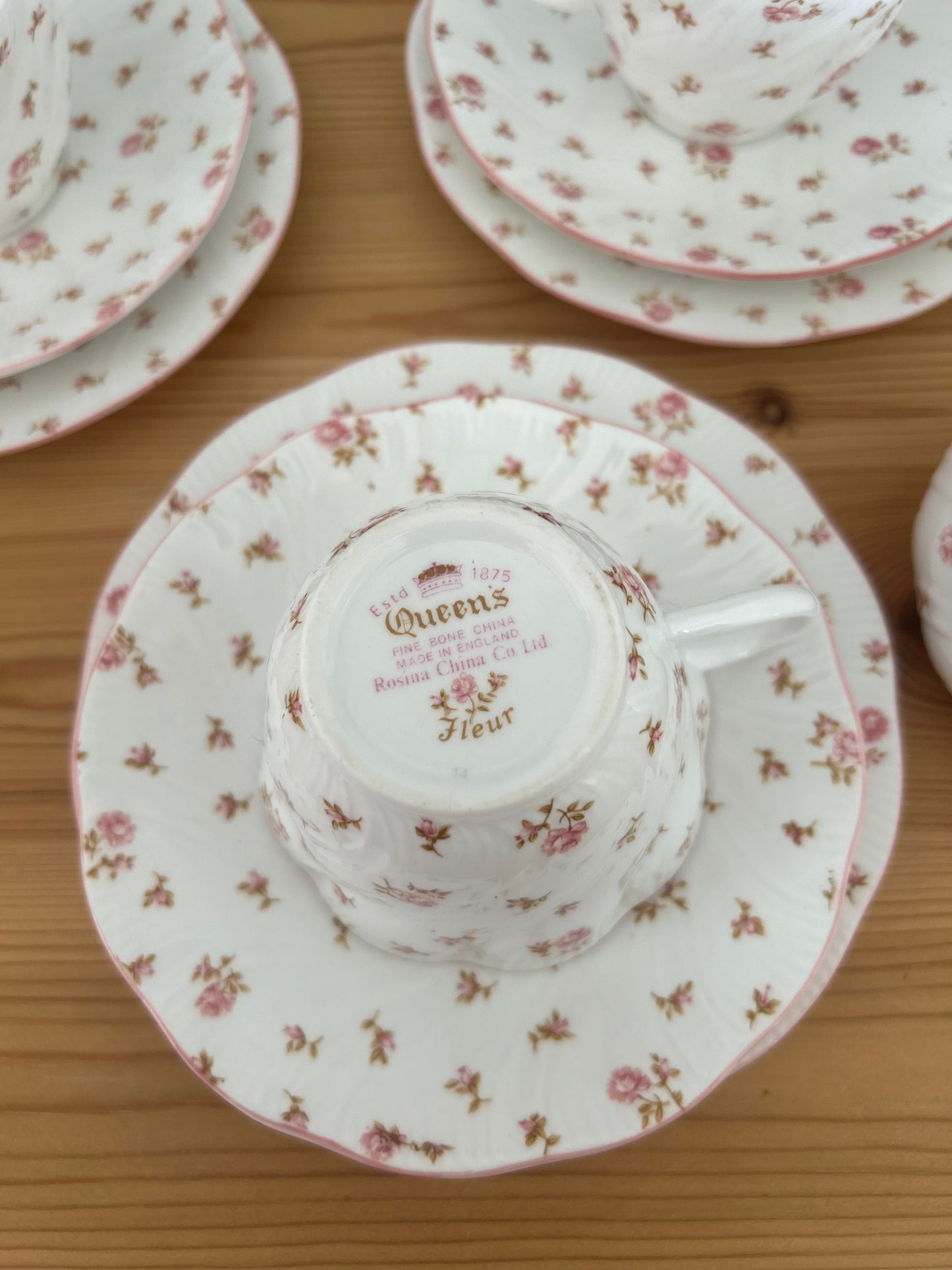 Queens Fleur Fine Bone China Tea Set in Pink Floral Design