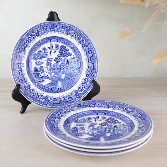 Set of 4 Old Willow Side Plates