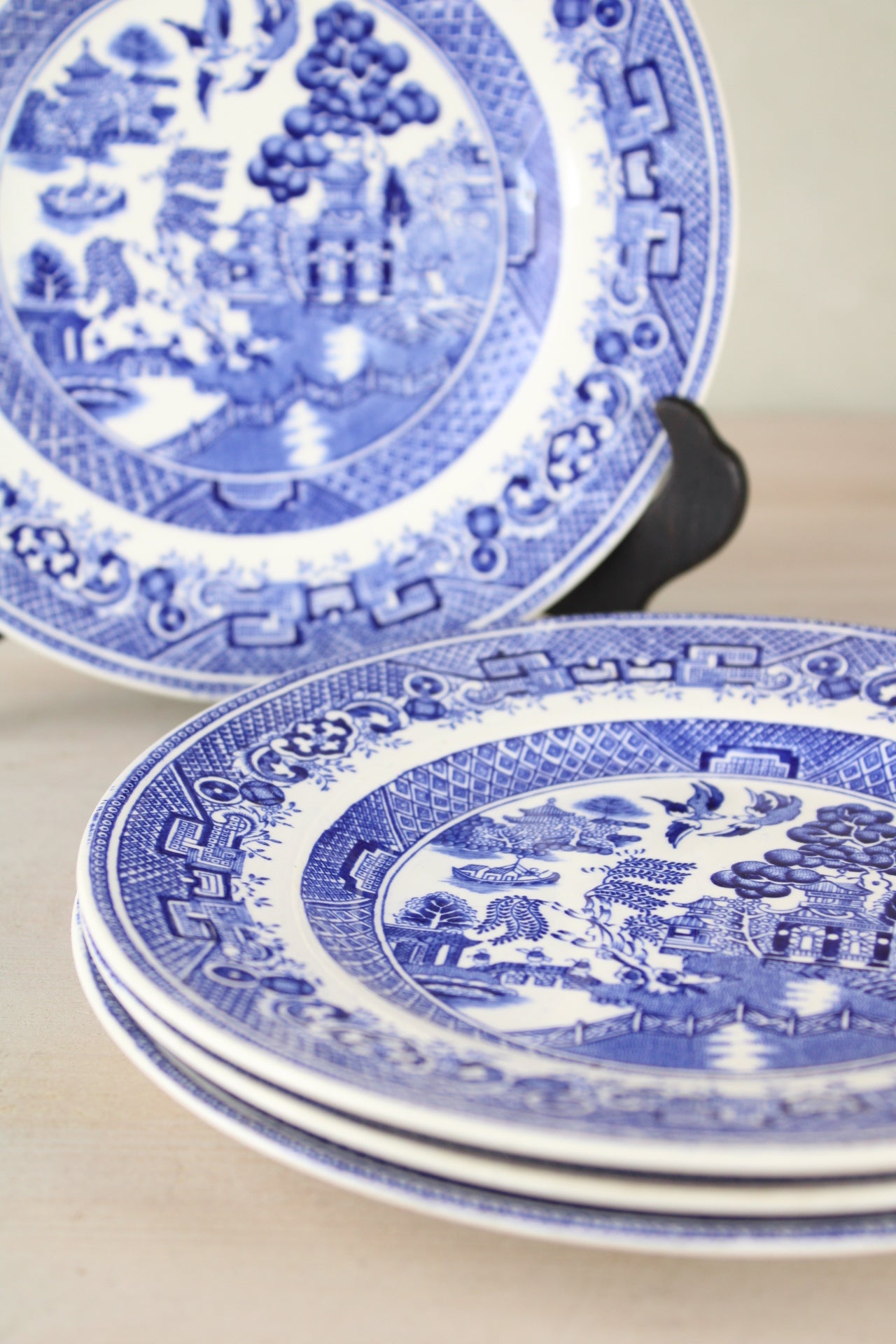 Set of 4 Old Willow Side Plates