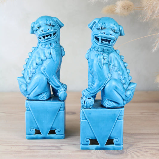 Blue Chinese Fu Dog Figurines