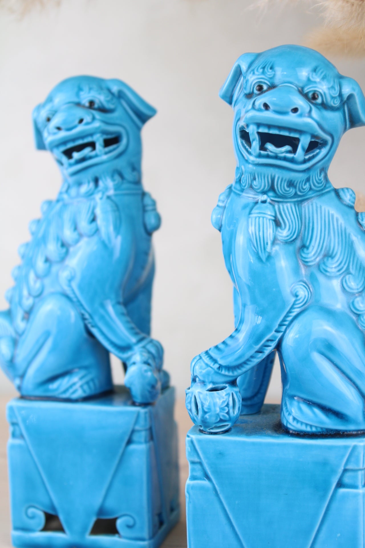 Blue Chinese Fu Dog Figurines