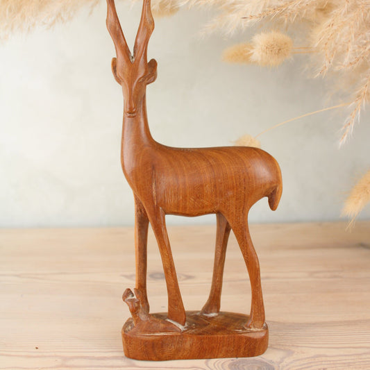 Standing Wooden Stag Figurines