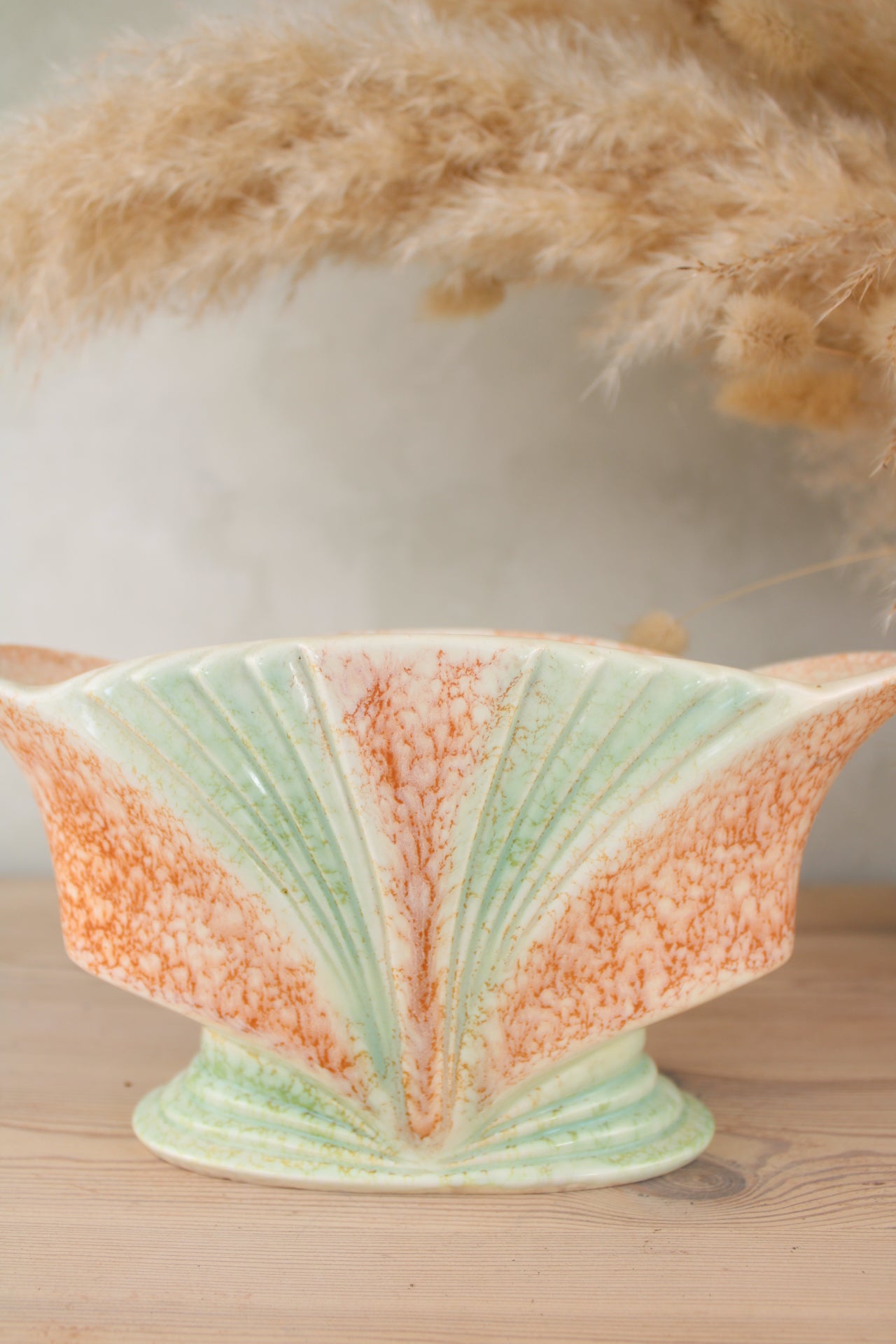 3376 Sylvac Green and Orange Retro Planter Vase