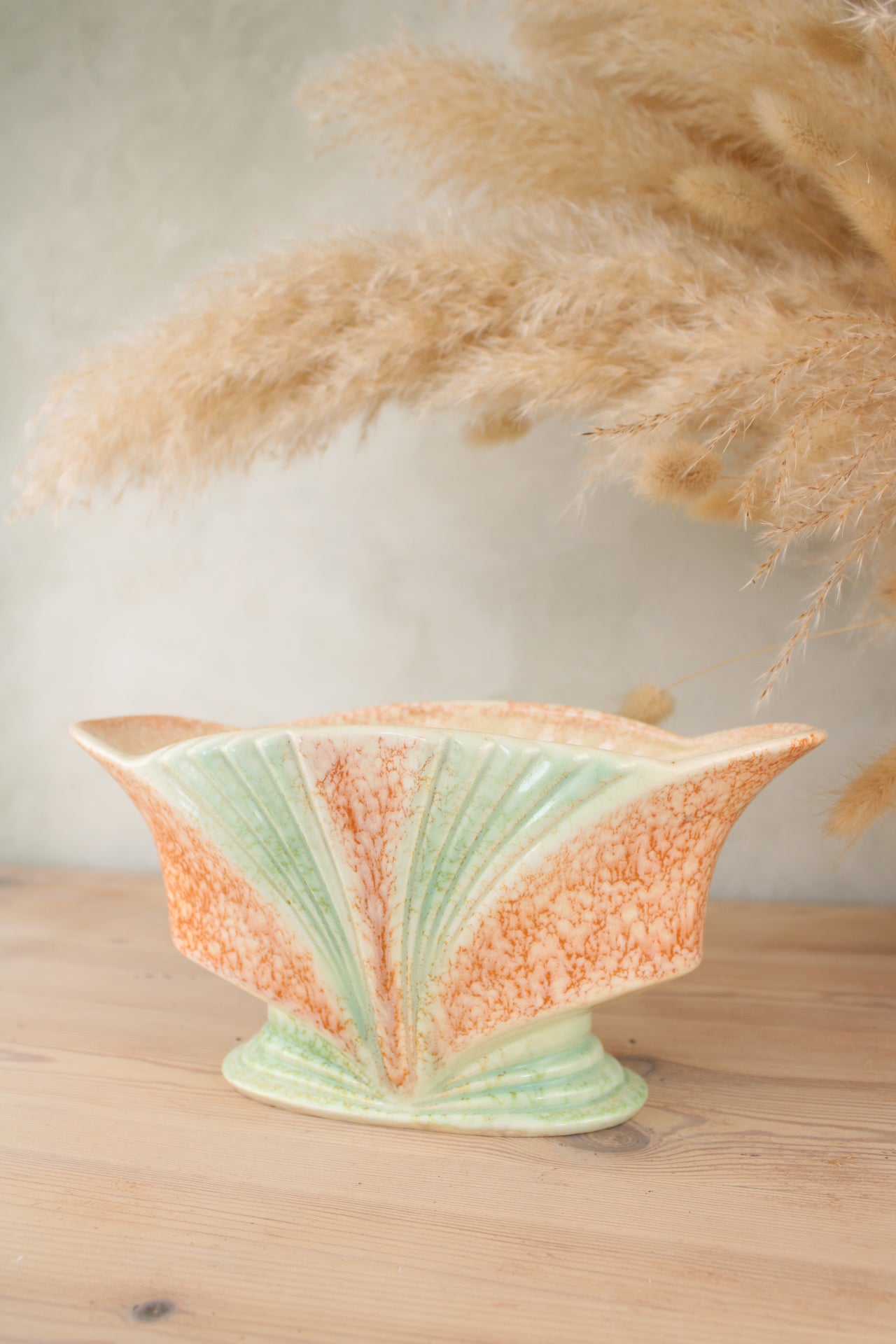 3376 Sylvac Green and Orange Retro Planter Vase