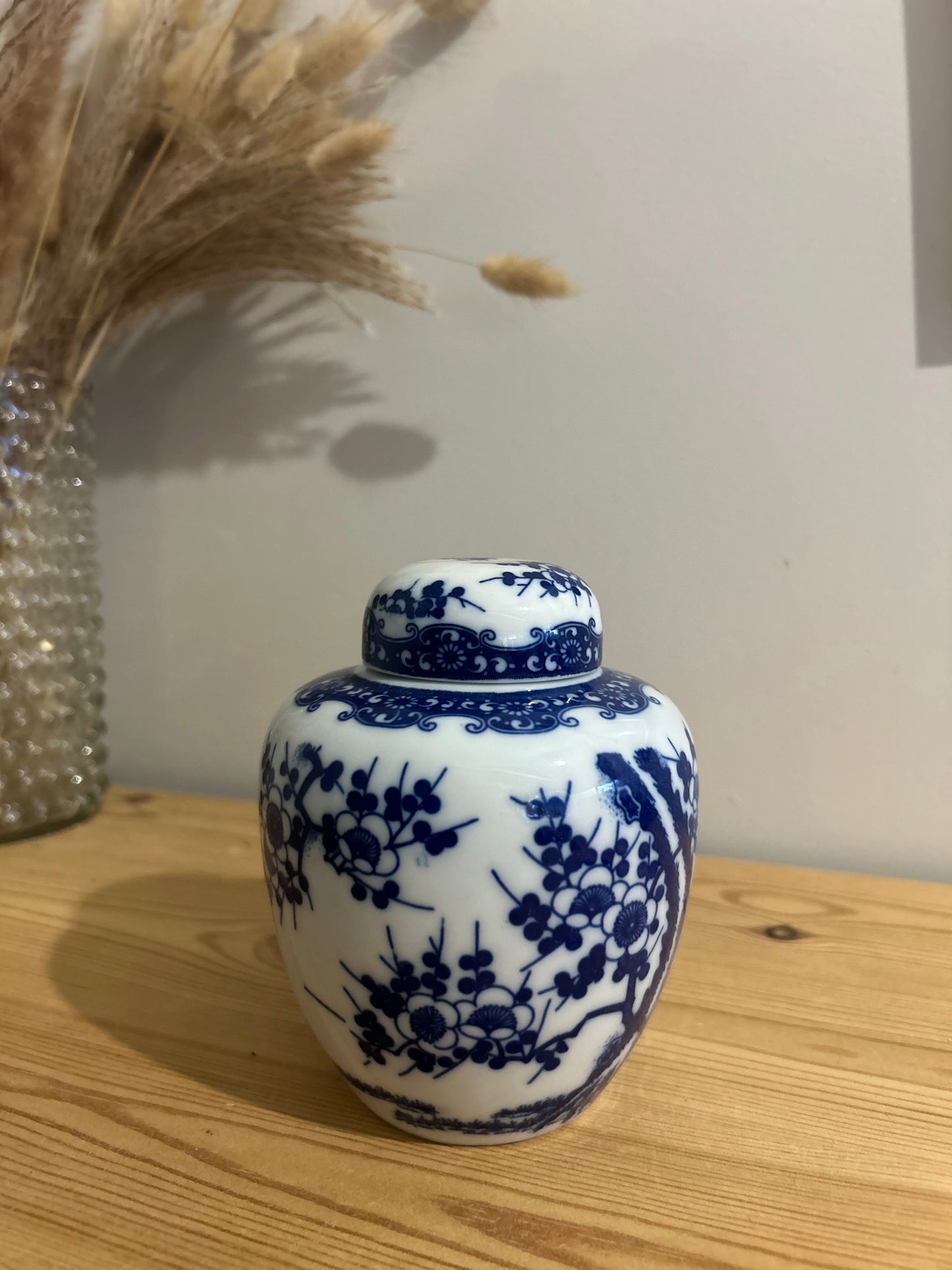 Blue and White Floral Vintage Ginger Jar