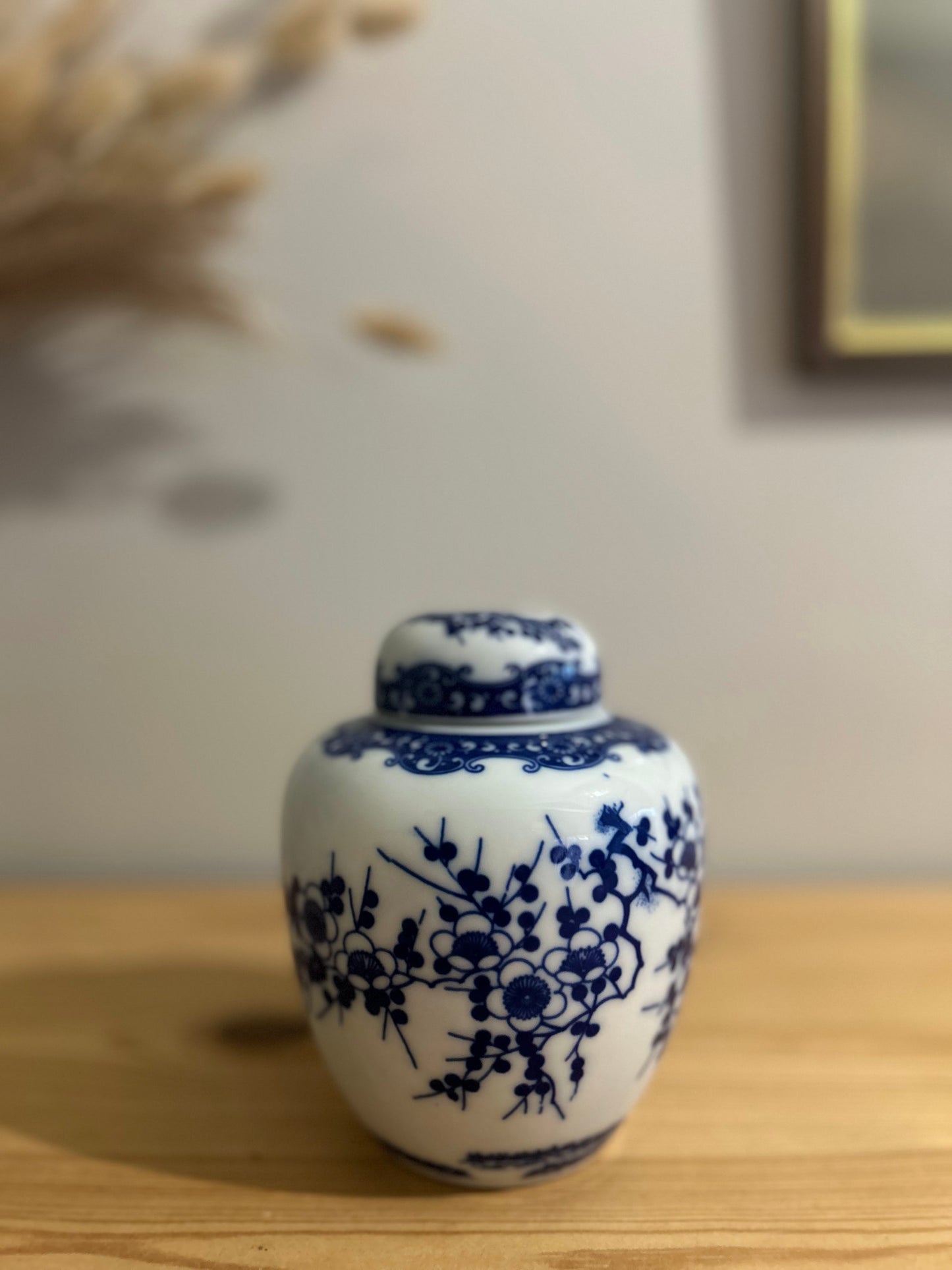 Blue and White Floral Vintage Ginger Jar